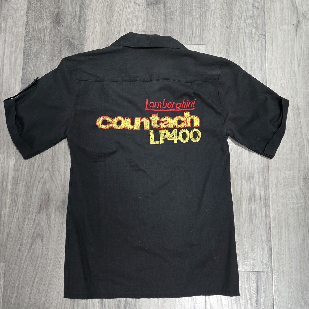 Vintage Lamborghini Countach LP400 Black Button Up Short Sleeve Shirt